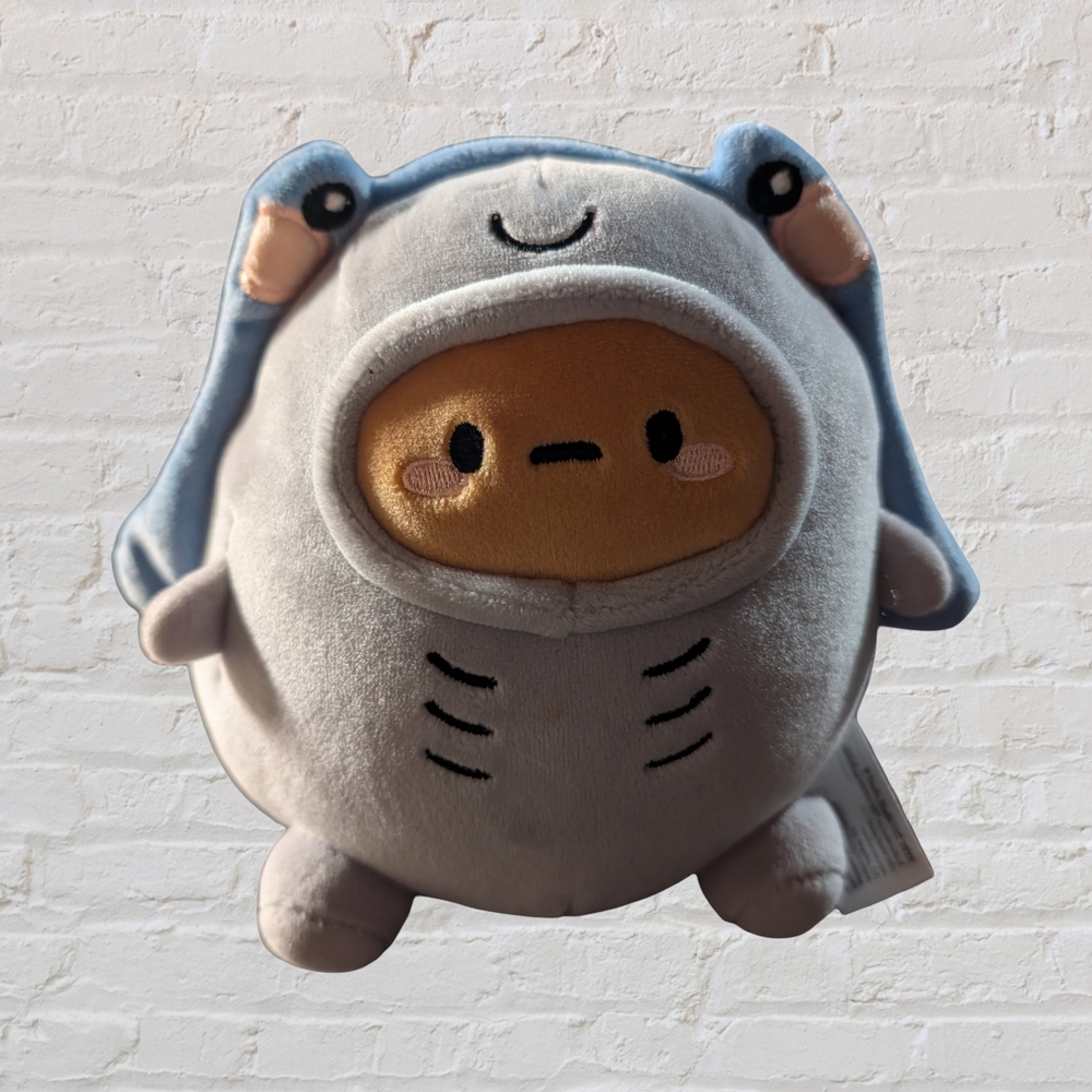 Cute Gray Plush Shark Costume Squishmallow-Style Plush